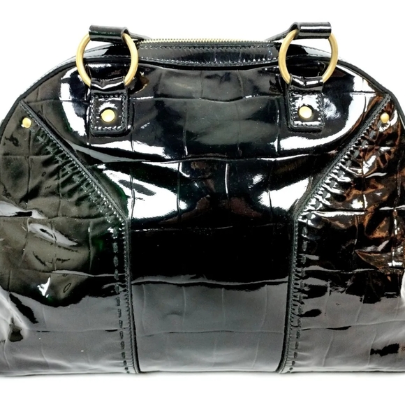 Like New Yves Saint Laurent YSL Crocodile-Skin Embossed Patent Leather Muse Bag - Picture 7 of 17